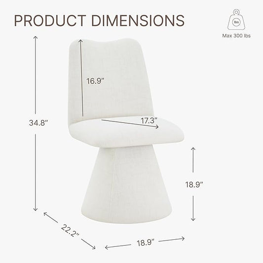 KISLOT Swivel Dining Chairs Set of 1, Modern Upholstered Dining Chair Mid Century Kitchen Chairs with High Back, 360 Degree Rotating Vanity Chair for Dining Room, Bedroom, Farmhouse, Beige