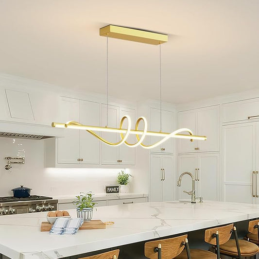 Modern Pendant Lights Fixture, 39in Aluminum LED Ceiling Chandelier with Remote Control Dimmable 3000k-6000K Color Temperature, Island Lighting Lamp for Kitchen, Dining Room