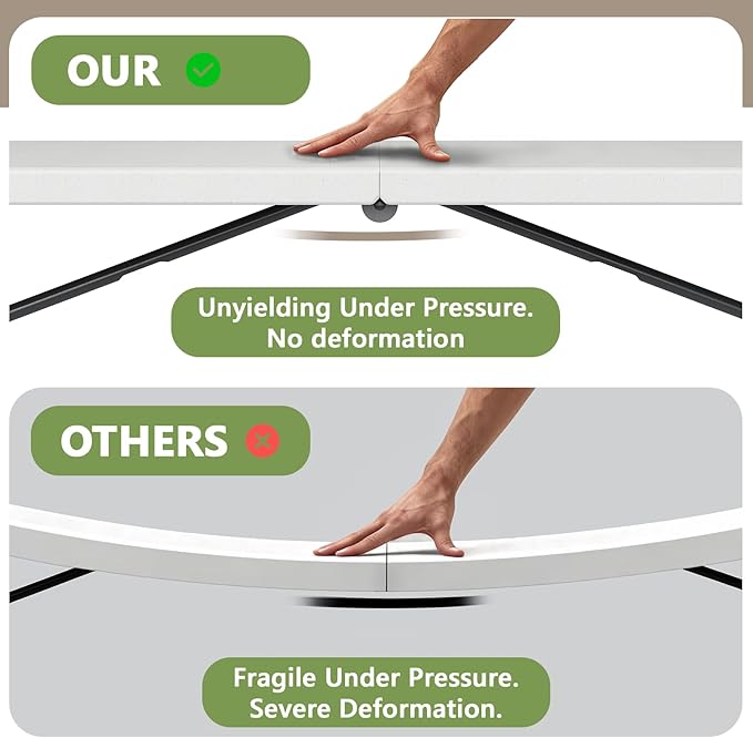 Folding Table 8FT Heavy Duty Plastic Table with Handle, Foldable&Portable, Fold-in-Half Utility Tables for Outdoor, Dining, Wedding, Events, Indoor, Picnic, Camping, Party, White