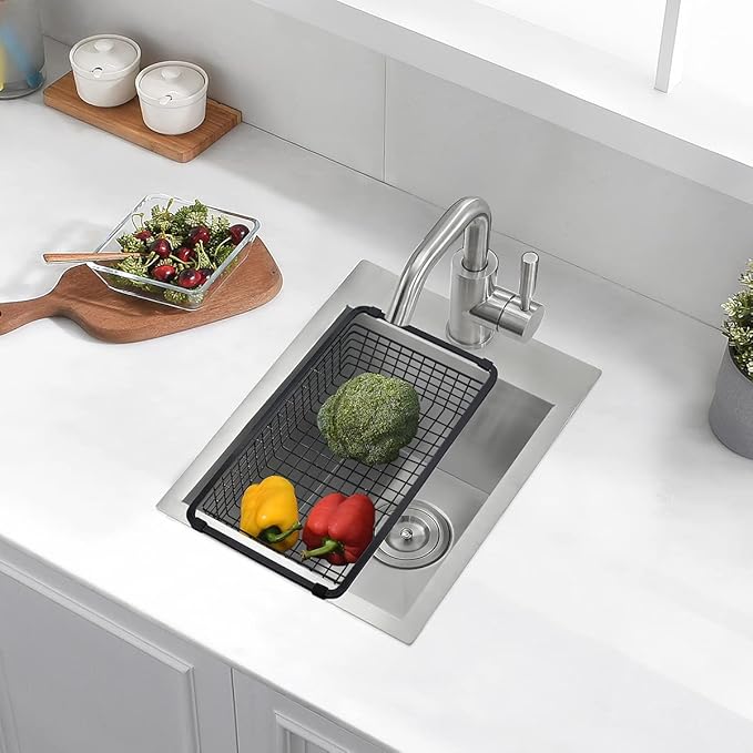 15 Inches Drop In Stainless Steel Kitchen Bar Sink, Luckyhorse 15” x 18” x 10” 18 Gauge Stainless Steel Kitchen Outdoor Sink RV Sink LH019LQ