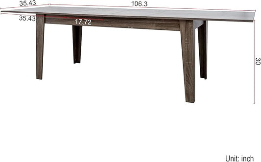 Extendable Dining Table for 6-10 Person, 106.3 in Wooden Dining Room Table, Modern Farmhouse Large Expandable Kitchens Table for Gatherings, Meeting, Dinner Office Dark Oak