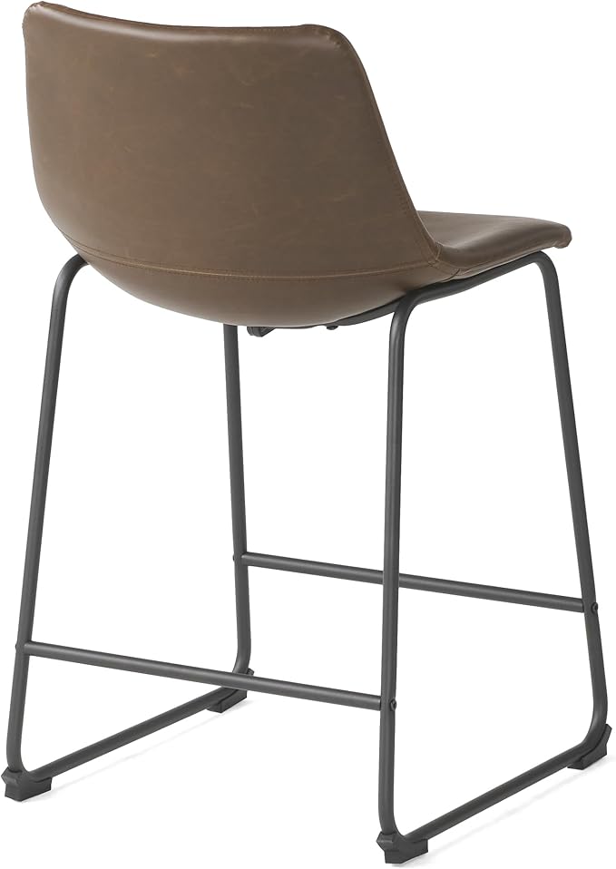 Harper & Bright Designs Vintage Style Brown 24-Inch Counter Stool (Set of 2)