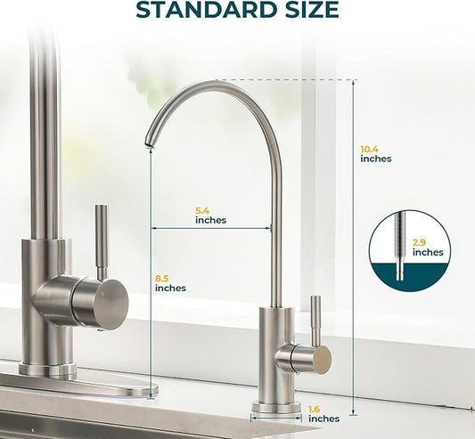 Hiqufet Drinking Water Faucets for Kitchen Sink, Stainless Steel Water Filter Faucet for Reverse Osmosis or Water Filtration System, RO Bar Sink Faucet, Brushed Nickel