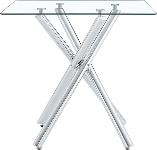 Round Glass Dining Table 37.8'' Inch Modern Round Kitchen Table with Metal Legs Durable Stylish Dinner Table for Dining Room Kitchen
