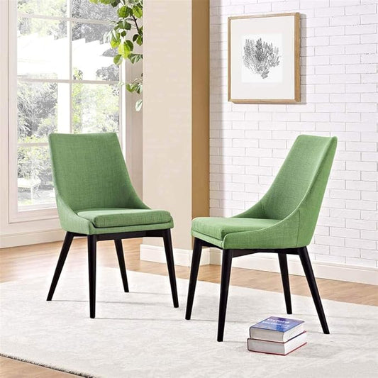 Modway Viscount Dining Side Chair Fabric Set of 2, Kelly Green