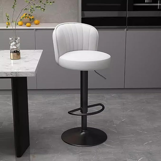 s Set of 2 Counter Height PU Leather, Adjustable Chair with Back, Upholstered Chairs for Kitchen Island, Restaurant,Beige-Sitting Height 6383cm