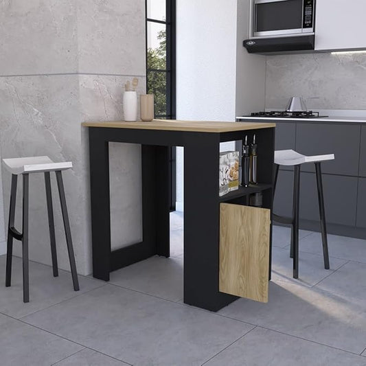 Kitchen Island Spacious Top Single-Door Cabinet Open Shelves Push-to-Open System for Meal Preparation Dining Organization Practical