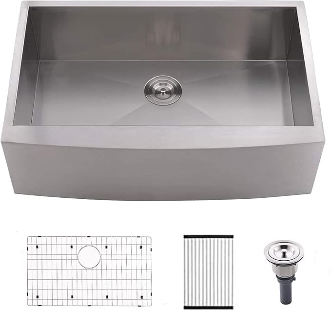 33 Inch Farmhouse Sink Stainless Steel -VOKIM 33x22 Inch Apron Front Kitchen Sink 16 Gauge 304 Stainless Steel Single Bowl Farm Sink
