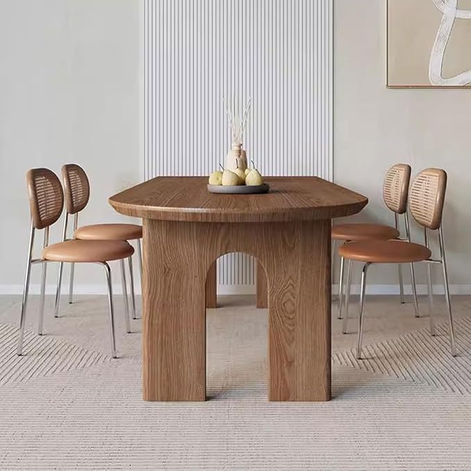 Diner Table Simple Home Solid Wood Dining Table Kitchen Integrated Rectangular Wall Semi-Circular Oval Island Dining Table(M:130CMX70CMX75CM)