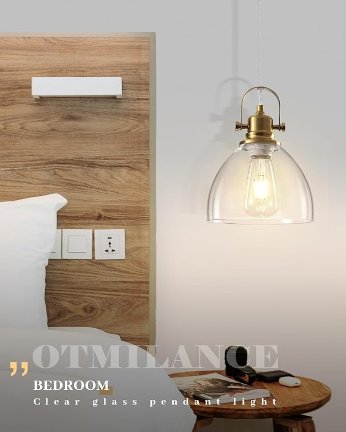 Glass Pendant Lights Kitchen Island 3 Packs, Gold Kitchen Pendant Lighting Over Island, 7.5 inch Modern Kitchen Island Pendant Lights, Farmhouse Pendant Light for Kitchen, Bedroom, Bathroom