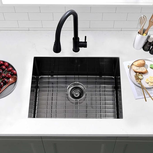 21 Inch Undermount Laundry Sink Black -Wesliv 21x19x12 Inch Black Undermount Laundry Sink Stainless Steel 16 Gauge Single Bowl Deep Under Mount Laundry Room Sinks with Bottom Grid