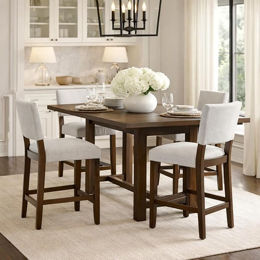 HomePop 24" Open Back Counter Stool|HomePop Home Décor|Fabric Chairs for Dining Room, Kitchen and Living Room - Gray Woven(Single Pack)