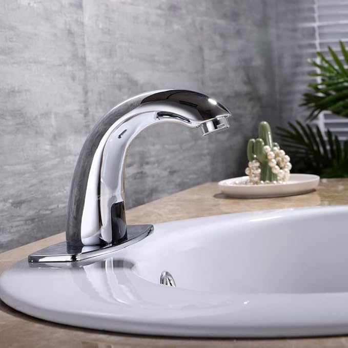 Charmingwater Touchless Bathroom Sink Faucet with Thermostatic Valve, Motion Automatic Sensor Faucet with Hole Cover Plate, Chrome