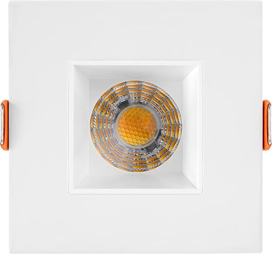 Maxxima 2 in. Ultra-Thin Recessed Anti-Glare LED Downlight - Canless IC Rated, 500 Lumens, 5 Color Temperature Selectable 2700K/3000K/3500K/4000K/5000K, Dimmable Square White Trim, 90 CRI