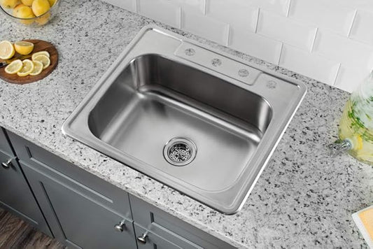 Cahaba Drop-In 25 in. Single Bowl 20 Ga. Stainless Steel Kitchen Sink