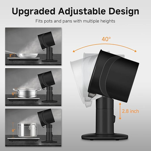 Portable Range Hood - 4-Speed Adjustable Exhaust Fan with Telescoping Height & 40° Tilt Low Noise 52dB, Large-Caliber Aluminum Filter + Oil Cup & 10 Carbon Cotton Filters for Indoor BBQ/Hot Pot/RV