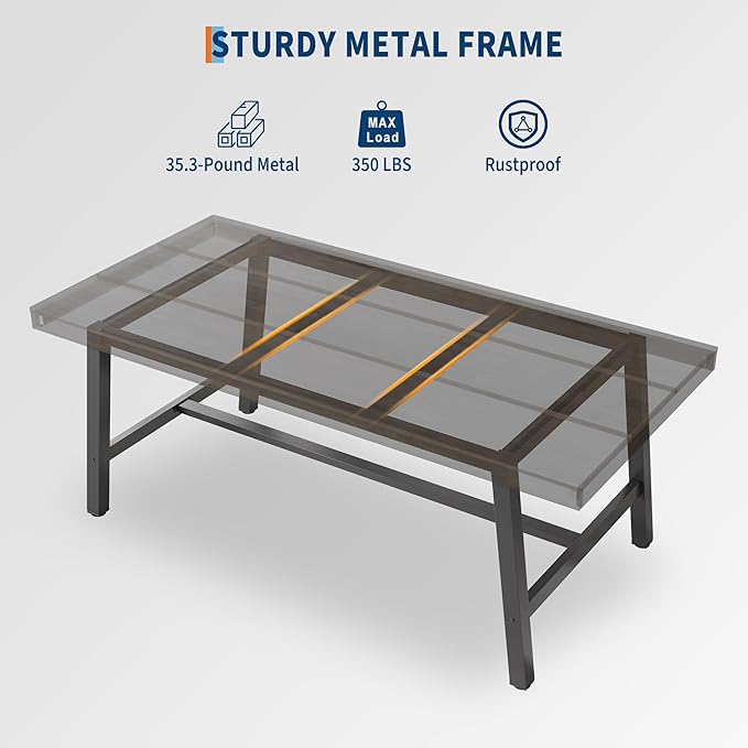 GarveeHome 63 Inch Compact Rectangular Table for Dining Room & Kitchen, Industrial Dining Table for 4-6 People, Heavy Duty Metal Frame, Black