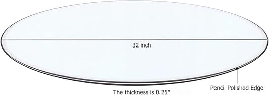 32" Tempered Glass Table Top Round Transparent Table Surface 1/4'' Thick Pencil Polished Edge Multipurpose for Dining, Coffee, Restaurant and End Table (32 inch)