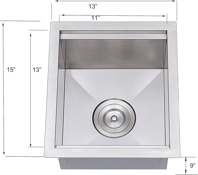KINGO HOME 13x15 Inch Stainless Steel Small Bar Sink Undermount, RV Sinks Workstation 16 Gauge Ledge RV Kitchen Single Bowl Kitchen Wet Bar Prep Sink with Accessories