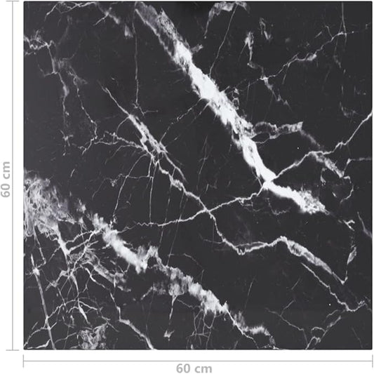 23 6 x 23 6 inch Tempered Glass Table Top Black Marble Square Coffee Countertop Sturdy Replacement for Living Room Dining Office