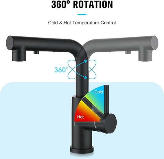 CREA Black Kitchen Faucet with Pull Down Sprayer,Bathroom Sink Faucet, Mini Bar Prep Faucet,Single Handle,3 or 1 Hole,Utility Faucet,Outdoor Tap
