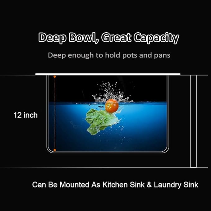 Sarlai 21 Inch Undermount Laundry Sink 21x18x12 Inch Undermount Laundry Utility Sink Deep Single Bowl 16 Gauge Stainless Steel Laundry Tub Sinks