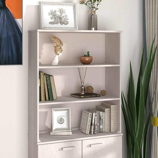 White Pine Wood Highboard Top 33.5"x33.5"x39.4" Rustic Buffet Cabinet Shelf with Two Shelves Wall Mount Sideboard for Living Room Kitchen Pantry Coffee Bar