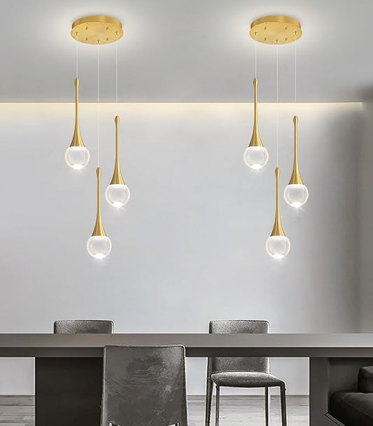 Crystal Chandelier for Dining Room Glam 3 Light Cluster Crystal Pendant Light Dimmable LED Chandeliers for Kitchen Island Living Room Gold