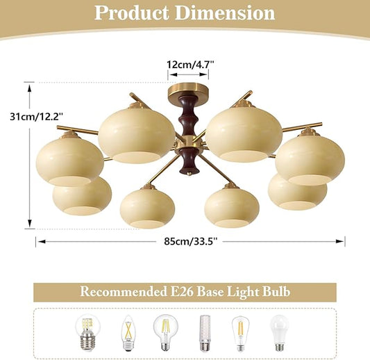 KCO Lighting Brass Dining Room Ceiling Light Fixture Gold Wood Chandelier Retro Sputnik Ceiling Light Fixture Large Farmhouse Entry Light Fixtures