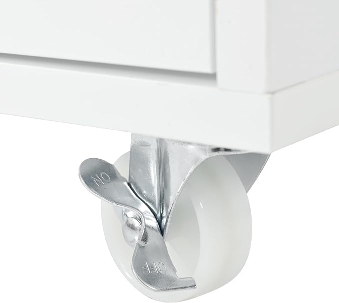 Rolling Kitchen Island with Extended Table,Kitchen Island on Wheels with LED Lights,Power Outlets and 2 Fluted Glass Doors, with a Storage Compartment and Side 3 Open Shelves (White~018)