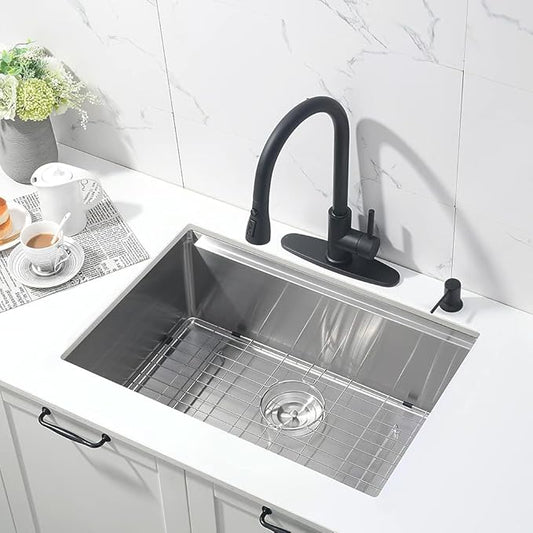 27 Inch Undermount Kitchen Sink-Bokaiya 27x19 Stainless Steel Undermount Sink Ledge Workstation SUS 304 10" Deep 16 Gauge Single Bowl with Cutting Board& Drainer