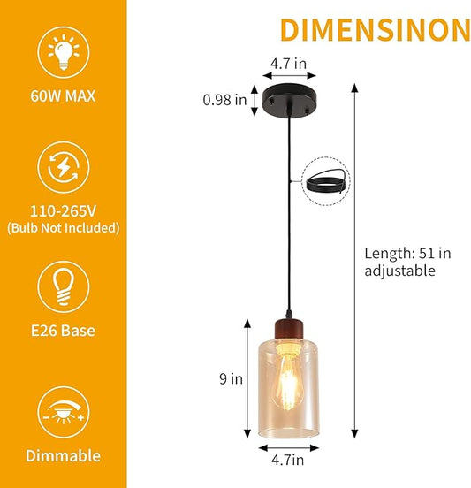 Pendant Lights Kitchen Island,Modern Black Farmhouse Pendant Light Fixtures 1 Pack