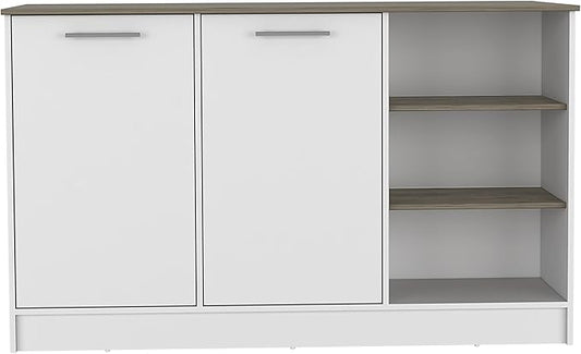 GOWE Ginger Kitchen Island, Three Open Shelves, Two Cabinets