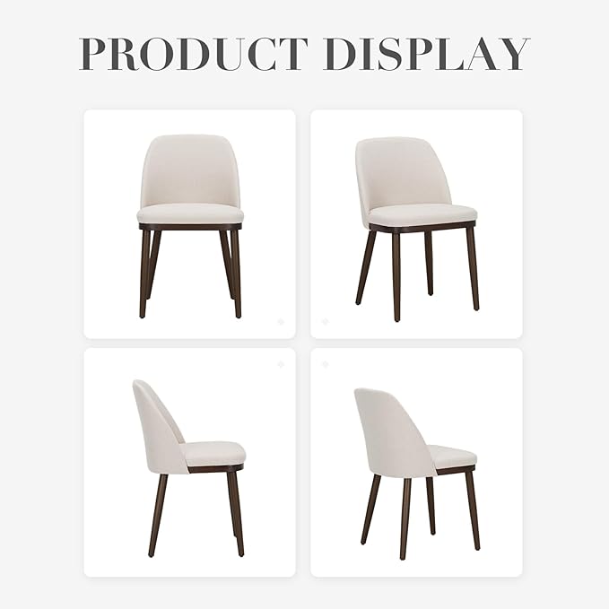 COLAMY Upholstered Dining Chairs Set of 4, Modern Kitchen Chairs with Back, Leather Side Dining Room Chairs with Wood Legs for Kitchen Dining Room Restaurant,Beige
