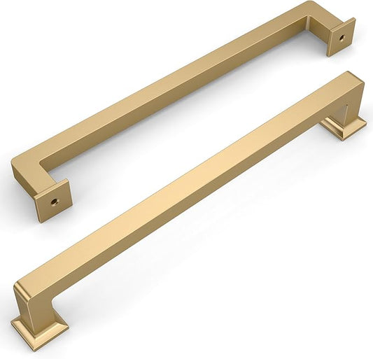 Amerdeco 10 Pack Champagne Bronze Cabinet Pulls 8.8 Inch Hole Centers Kitchen Cabinet Handles Cabinet Hardware Kitchen Handles for Cabinets Cupboard Handles Drawer Pulls ZH0019