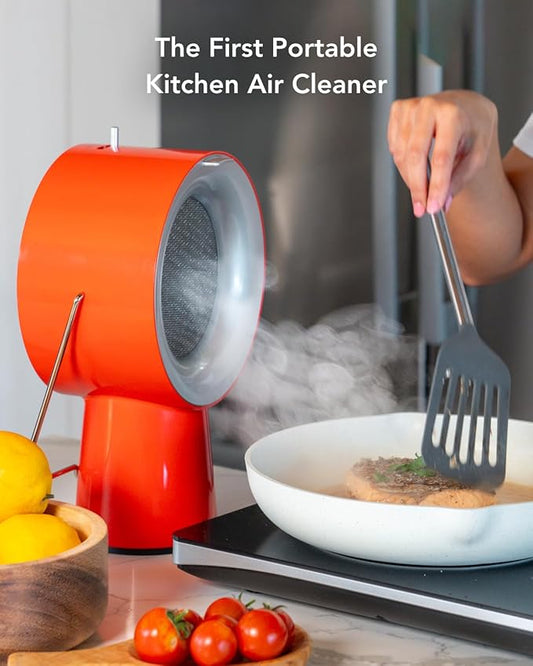 AirHood Wired Range Hood | Portable Kitchen Exhaust Fan with 2 Activated Charcoal Air Filter & Stainless-steel Oil Filter | Easy to Clean - Ideal for Indoor Cooktop Use (Cadmium Orange)