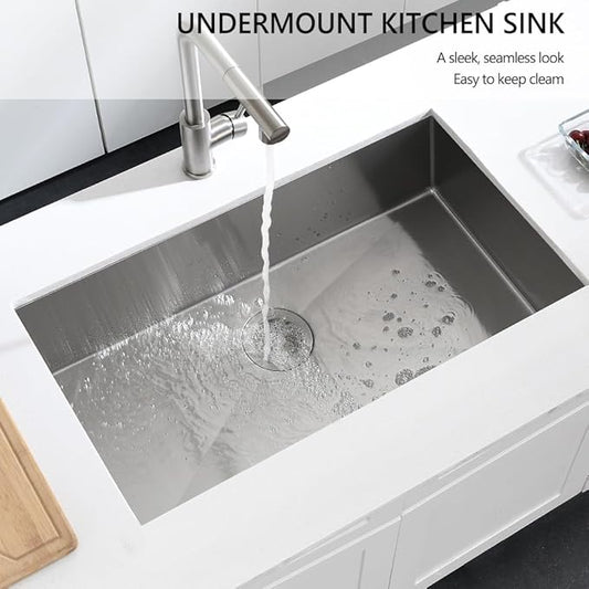 32 Stainless Steel Kitchen Sink Undermount, Dorzom 32" x 17" x 9" Stainless Steel Single Bowl 18 Gauge Under Mount Kitchen Sink