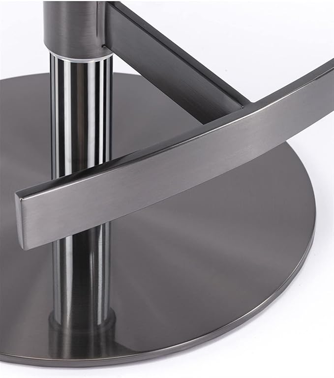 Adjustable with Back, Counter Height Kitchen Island Chair, Titanium Brushed Stainless Steel Leather Heavy Base for Coffee,Khaki-Rose Gold