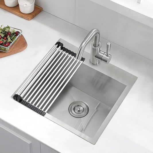 21 Stainless Steel Drop In Kitchen Bar Sink, Luckyhorse 21” x 18” x 10” 18 Gauge Stainless Steel Small Kitchen Outdoor Sink LH021L