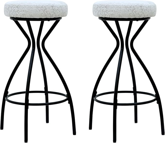 Modern Backless Bar Stools Set of 2 Round Upholstered Counter Stools for Kitchen Island Velvet Dining Chairs,for Living Room