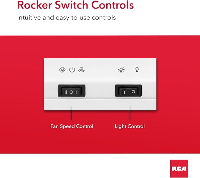 RCA R-RHUCC30SWH 30 in. Century Collection Ductless Under Cabinet Range Hood, Reusable Filter, Rocker Switch, Light, White