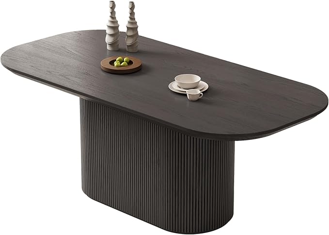 Miuuod 70.86" Extra Large Oval Dining Table for 4-8 People, Modern Kitchen Dining Room Table with Wave Base Legs, Contemporary Wood Table for Home Apartment Dark Grey