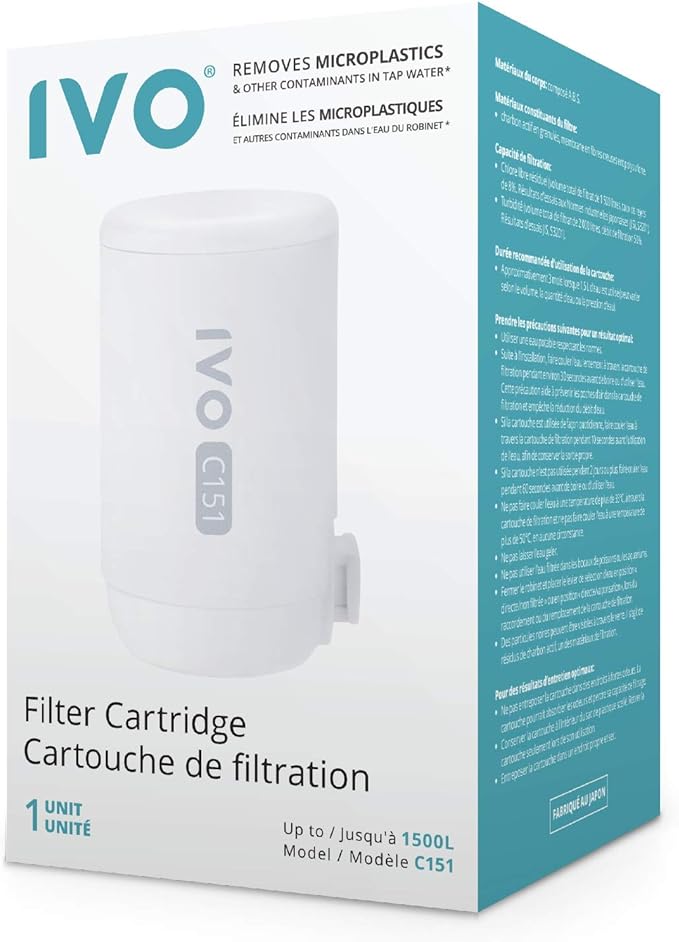 IVO Replacement Water Filters (Value Pack of 3 lasts for 12 months) – 4-Stage Filtration with NSF-Approved Technology – Removes Contaminants down to 0.1 Micron, Retains Healthy Minerals