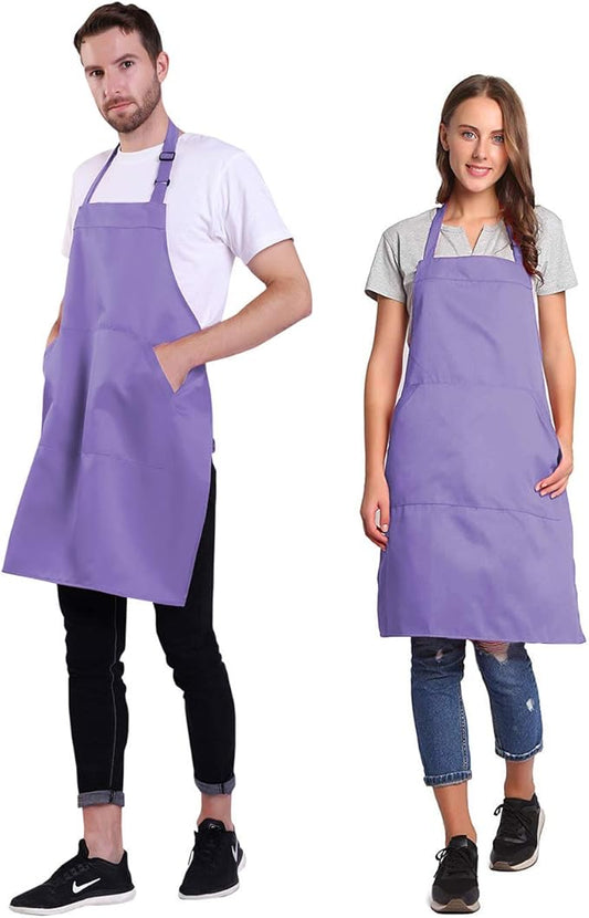 BIGHAS Adjustable Bib Apron with Long Ties for Women Men 18 Colors Chef Kitchen Cooking