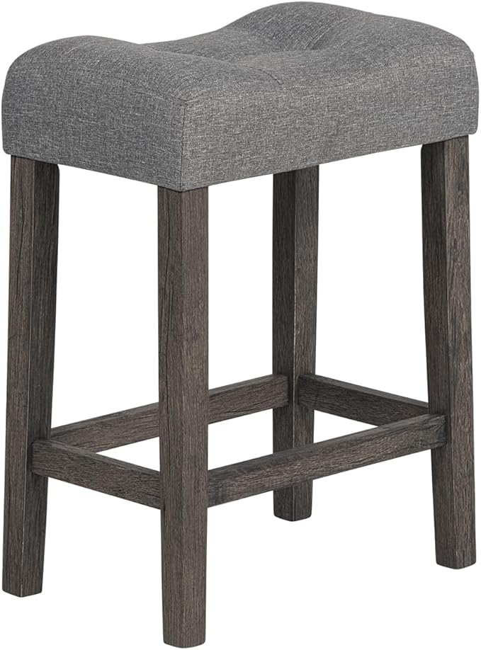4-Piece Wooden Counter Height Dining Set w/ 3 Padded Stools, 59" Farmhouse Bar Table Set with Charging Station (USB & Power Outlet), Kitchen Island Table Barstools for Small Space, Grey