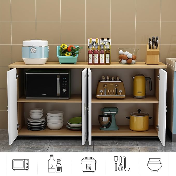Kitchen Pantry Cabinet, Small Storage Cabinet, Kitchen Island,Buffet Cabinet with Storages, Large Storage Home Preparation Table Metal Bracket Sturdy and Stable Countertop(80x40cm/31.5x15.75in)