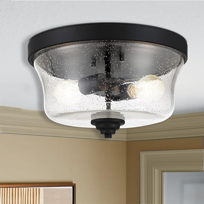 Minka Lavery 4927-66A Shyloh Flush Mount, 2-Light, 120 Total Watts, 13.75-in H x 7.75-in W, Coal Black