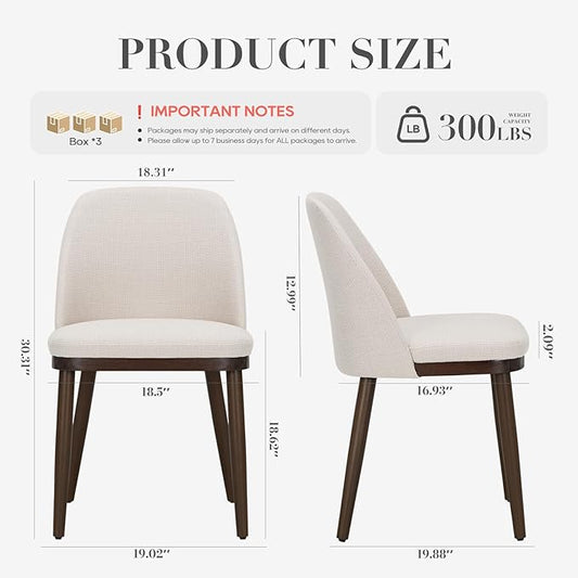COLAMY Upholstered Dining Chairs Set of 6, Modern Kitchen Chairs with Back, Leather Side Dining Room Chairs with Wood Legs for Kitchen Dining Room Restaurant,Beige