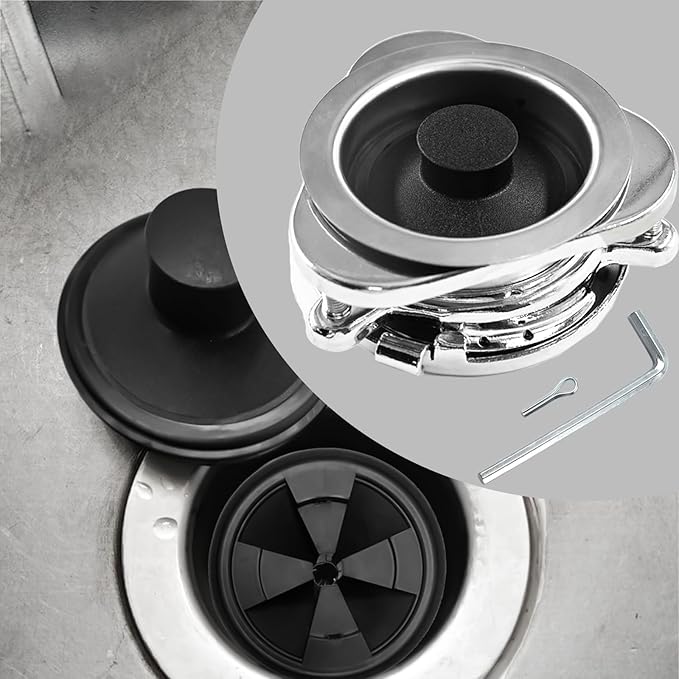 Garbage Disposal Flange Kit and Stopper for InSinkErator,3 Bolt Mount Stainless Steel Kitchen Sink Flange Parts with Stopper Compatible with InSinkErator Models Garbage Disposal(114mm)