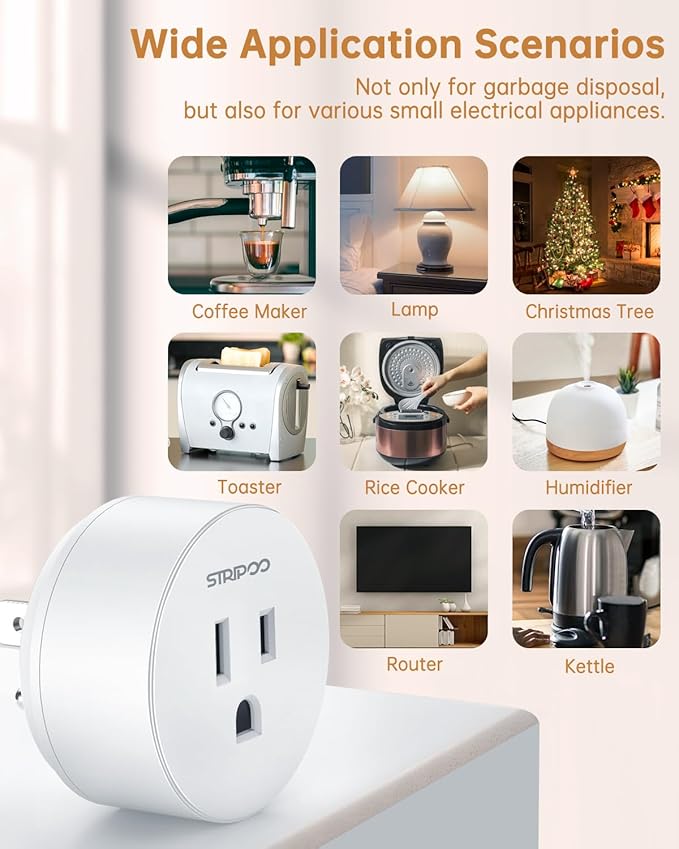 Garbage Disposal Wireless Switch Kit, Remote Control Outlet, Garbage Disposal Button, Remote Control Outlet Plug, 15A/1500W with 4000V Anti-Surge, 500 Feet RF Range, Garbage Disposal Switch